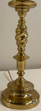 Load image into Gallery viewer, Brass Candlestick Table Lamp with Black Tole Shade