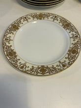 Load image into Gallery viewer, Eleven Christmas Ball 175 Gold Flower Scroll Dinner Plates from Noritake