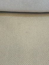 Load image into Gallery viewer, Blonde Rattan Armchair with Cream Herringbone Upholstery