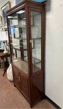 Load image into Gallery viewer, Vintage Asian Chinoiserie Style Rosewood Glass Front Display Cabinet