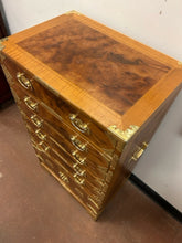 Load image into Gallery viewer, Vintage Grained Burl Elm Wood Bandaji (Scholars Chest) with Ornate Brass Mounts