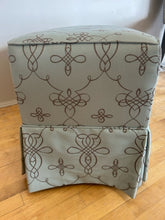 Load image into Gallery viewer, Custom Upholstered Sea Foam Green Bench on Wheels