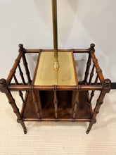 Load image into Gallery viewer, Bamboo & Brass Lamp Table with Magazine Storage on Casters from Frederick Cooper