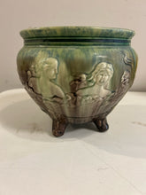 Load image into Gallery viewer, Vintage Art Deco Sea Sirens Footed Majolica Jardiniere Planter from Weller Pottery