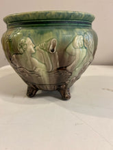 Load image into Gallery viewer, Vintage Art Deco Sea Sirens Footed Majolica Jardiniere Planter from Weller Pottery