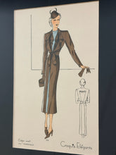 Load image into Gallery viewer, Art Deco "Croquis Elegants" Print, Woman in Brown & Blue