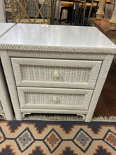 Load image into Gallery viewer, Pair of 2 Drawer White Wicker Nightstands with Laminate Tops from Henry Link