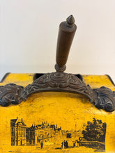 Load image into Gallery viewer, 19th Century Antique Tole Coal Scuttle with Black Transfer Military Scenes