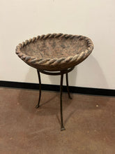 Load image into Gallery viewer, Twisted Rope Terracotta Bird Bath on Metal Base