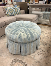 Load image into Gallery viewer, Custom Oval Striped Skirted Ottoman