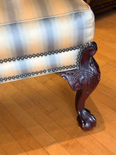 Load image into Gallery viewer, Silk Upholstered Claw Foot Bench with Nailhead Detailing