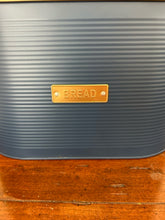 Load image into Gallery viewer, NEW Navy Blue Metal Bread Bin with Wood Lid from Typhoon
