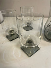 Load image into Gallery viewer, Vintage Kluk Kluk Decanter with 6 Smoked Crystal Glasses
