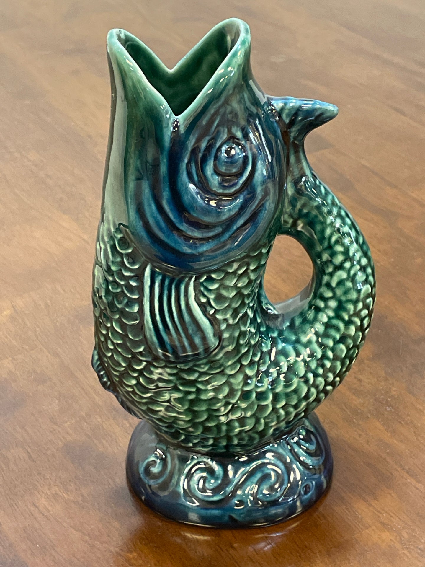 Blue & Green Fish Vase from Portugal
