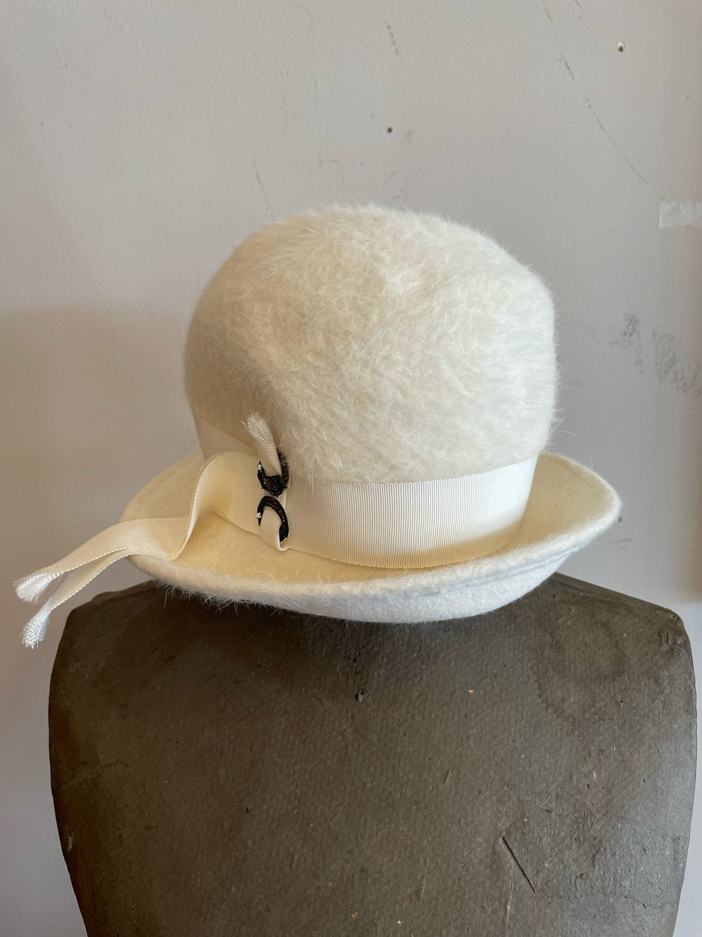 White Felt Sear's Millinery Hat