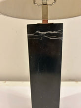 Load image into Gallery viewer, Delaney Black Marble Column Lamp with Tan Shade from Uttermost