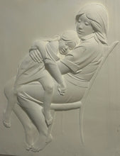 Load image into Gallery viewer, Vintage Framed Cast Paper Relief "Mother & Child 1982" by Bruno Lucchesi, signed & numbered 1/50