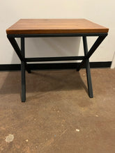 Load image into Gallery viewer, Plank Top End Table with Black Iron Base