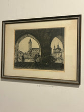 Load image into Gallery viewer, Framed Etching of Street Scene, Prague Czech Republic, signed