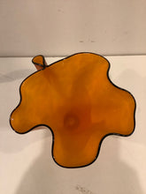 Load image into Gallery viewer, Hand Blown Amber & Black Handkerchief Bowl, signed