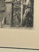 Load image into Gallery viewer, Framed Copper Engraving "La Tour la Grosse Horloge a Rouen," stamped