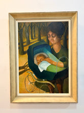 Load image into Gallery viewer, Original Oil of Mother and Baby in Carriage, signed