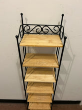 Load image into Gallery viewer, Petite Wrought Iron Shelving with Blonde Wood Shelves