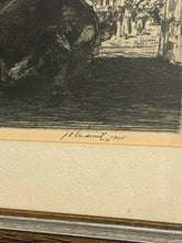 Load image into Gallery viewer, Framed Etching of Street Scene, Prague Czech Republic, signed