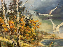 Load image into Gallery viewer, Framed Original Oil of  Seagulls over Water by Rose Ebert, signed