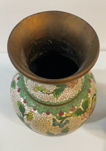Load image into Gallery viewer, Pair of Vintage Cloisonne Enameled Copper Vases with Wood Base