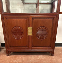 Load image into Gallery viewer, Vintage Asian Chinoiserie Style Rosewood Glass Front Display Cabinet