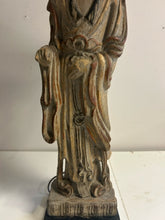 Load image into Gallery viewer, Chinese Gold Gilt Figural Lamp with Carved Finial
