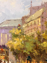 Load image into Gallery viewer, Large Original Oil Painting of European Street Scene by Sung, signed