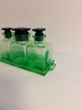 Load image into Gallery viewer, Set of 3 Green Uranium Glass Jars with Tray