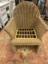 Load image into Gallery viewer, Rounded Back Rattan Armchair wth Cream Herringbone Upholstery