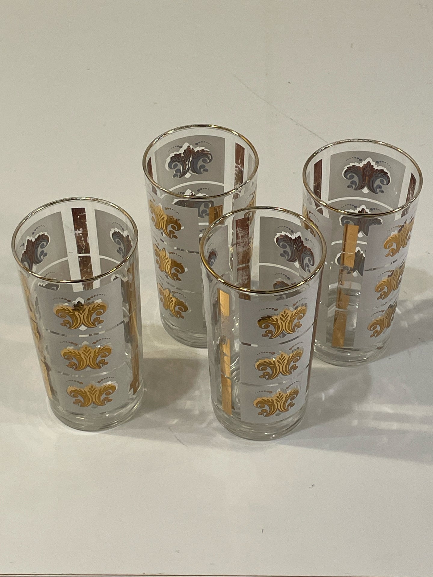 Set  of 4 MCM Fleur de Lis Highball Glasses from Libbey
