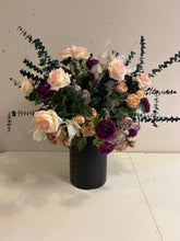 Load image into Gallery viewer, Custom Silk Flower Arrangement in Black Metal Container