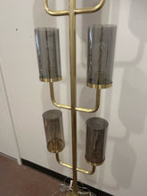 Load image into Gallery viewer, Gold Floor Lamp with 6 Smoke Glass Hurricanes from Mitchell Gold + Bob Williams