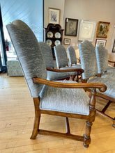 Load image into Gallery viewer, Eight Custom Upholstered Slate Grey Chenille Dining Chairs - Six Side Chairs & Two Arm Chairs