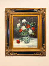 Load image into Gallery viewer, Original Oil of Red and White Flowers by Stefan, signed
