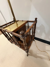 Load image into Gallery viewer, Bamboo & Brass Lamp Table with Magazine Storage on Casters from Frederick Cooper