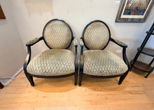 Load image into Gallery viewer, Pair of Tan & Black Upholstered Arm Chairs