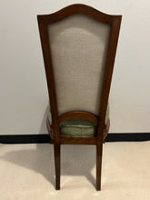 Load image into Gallery viewer, Six French Inspired Art Deco High Back Dining Chairs with Green Herringbone Tweed Upholstery