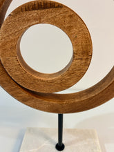Load image into Gallery viewer, Mango Wood Abstract Circular Sculpture on Marble Base