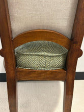 Load image into Gallery viewer, Six French Inspired Art Deco High Back Dining Chairs with Green Herringbone Tweed Upholstery