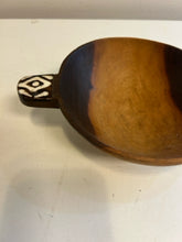 Load image into Gallery viewer, Vintage African Olive Wood Bowl with Batik Handles