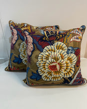 Load image into Gallery viewer, Pair of Down Filled Pillows with Zanzibar Cerulean Schumacher Fabric