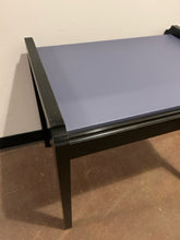 Load image into Gallery viewer, Black Lacquer, Blue Leather Top End Table