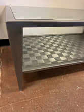 Load image into Gallery viewer, Metal & Glass Top Cocktail Table with Basket Weave Lower Shelf