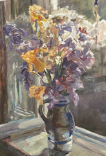 Load image into Gallery viewer, Original Still Life Purple & Yellow Flowers in Vase by Czeslaw Jan Pyrgies, signed
